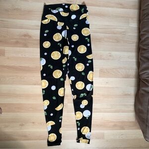 Vibrant Citrus Print Women's Leggings Large Made in Canada